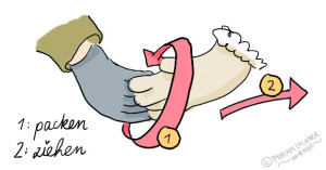 Ein Handschuh packt den anderen